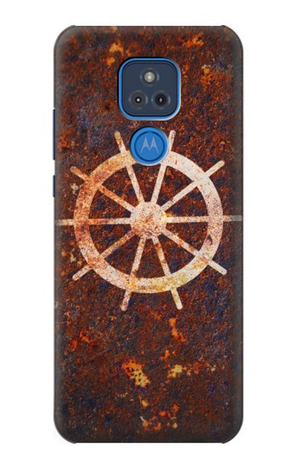 W2766 Ship Wheel Rusty Texture Hard Case and Leather Flip Case For Motorola Moto G Play (2021)