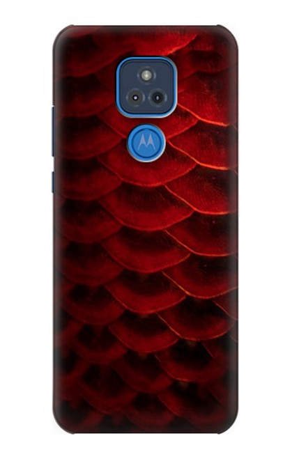 W2879 Red Arowana Fish Scale Hard Case and Leather Flip Case For Motorola Moto G Play (2021)