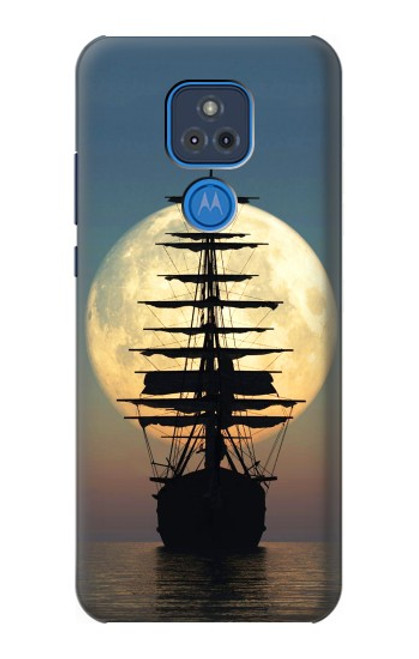 W2897 Pirate Ship Moon Night Hard Case and Leather Flip Case For Motorola Moto G Play (2021)