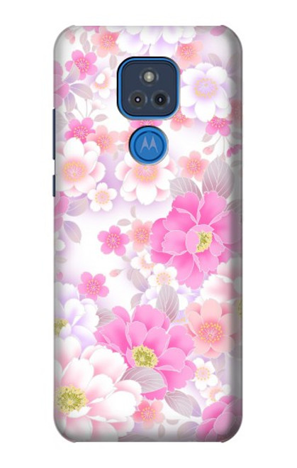 W3036 Pink Sweet Flower Flora Hard Case and Leather Flip Case For Motorola Moto G Play (2021)