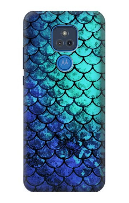 W3047 Green Mermaid Fish Scale Hard Case and Leather Flip Case For Motorola Moto G Play (2021)