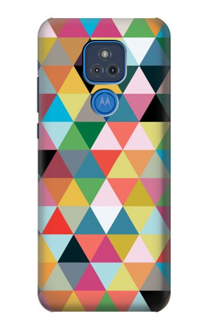 W3049 Triangles Vibrant Colors Hard Case and Leather Flip Case For Motorola Moto G Play (2021)