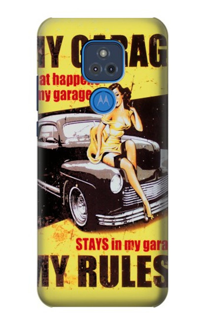 W3198 My Garage Pinup Girl Hard Case and Leather Flip Case For Motorola Moto G Play (2021)