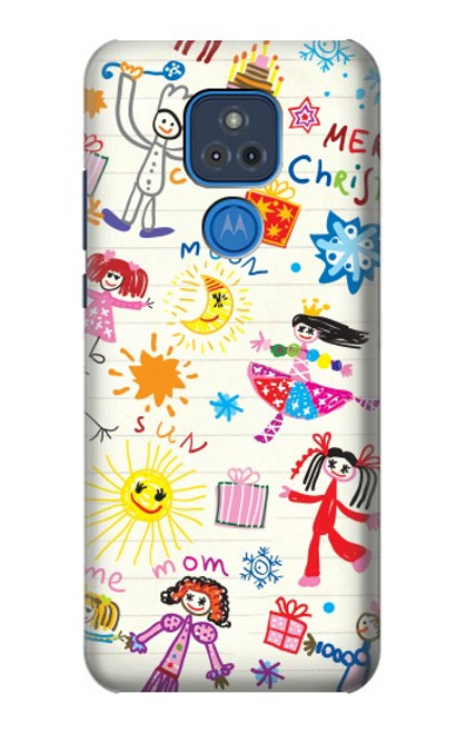 W3280 Kids Drawing Hard Case and Leather Flip Case For Motorola Moto G Play (2021)