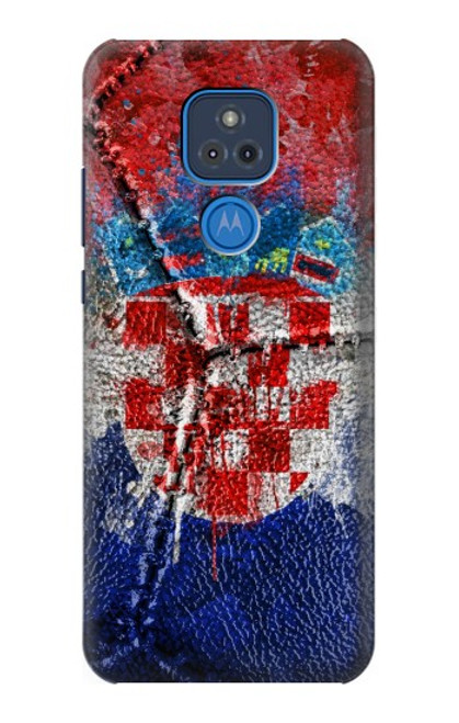 W3313 Croatia Flag Vintage Football Graphic Hard Case and Leather Flip Case For Motorola Moto G Play (2021)