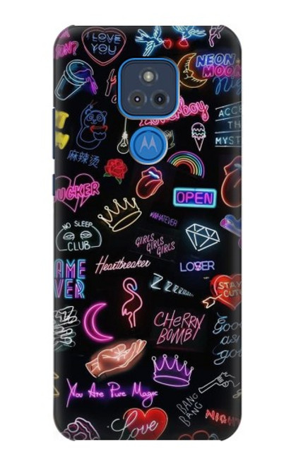 W3433 Vintage Neon Graphic Hard Case and Leather Flip Case For Motorola Moto G Play (2021)