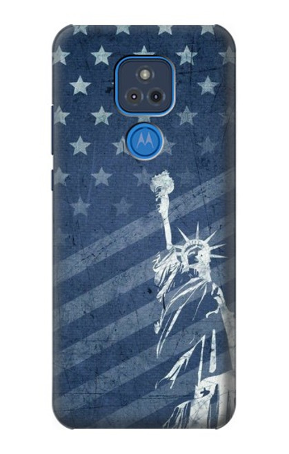 W3450 US Flag Liberty Statue Hard Case and Leather Flip Case For Motorola Moto G Play (2021)