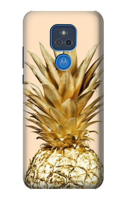 W3490 Gold Pineapple Hard Case and Leather Flip Case For Motorola Moto G Play (2021)