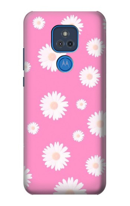 W3500 Pink Floral Pattern Hard Case and Leather Flip Case For Motorola Moto G Play (2021)