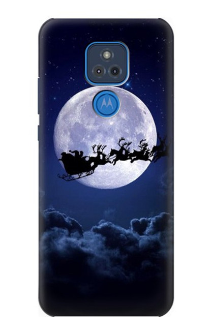 W3508 Xmas Santa Moon Hard Case and Leather Flip Case For Motorola Moto G Play (2021)