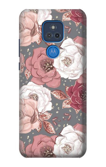 W3716 Rose Floral Pattern Hard Case and Leather Flip Case For Motorola Moto G Play (2021)