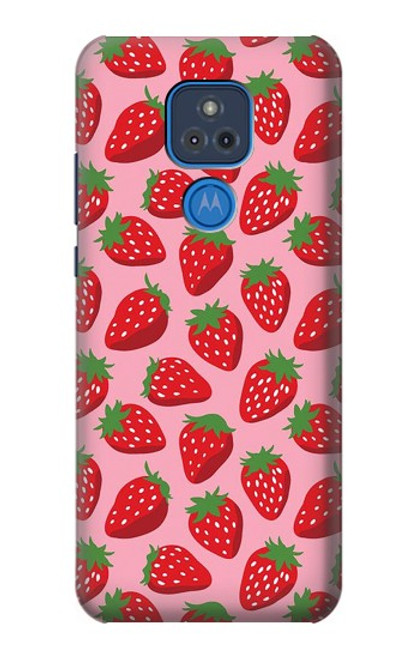 W3719 Strawberry Pattern Hard Case and Leather Flip Case For Motorola Moto G Play (2021)