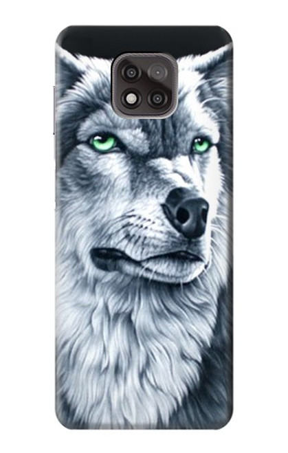 W0123 Grim White Wolf Hard Case and Leather Flip Case For Motorola Moto G Power (2021)