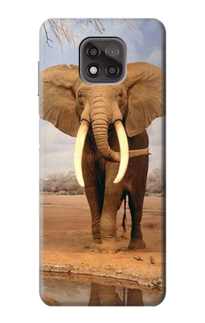 W0310 African Elephant Hard Case and Leather Flip Case For Motorola Moto G Power (2021)