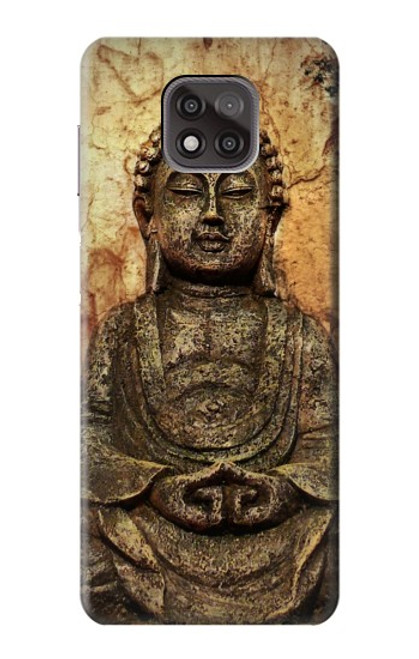 W0344 Buddha Rock Carving Hard Case and Leather Flip Case For Motorola Moto G Power (2021)