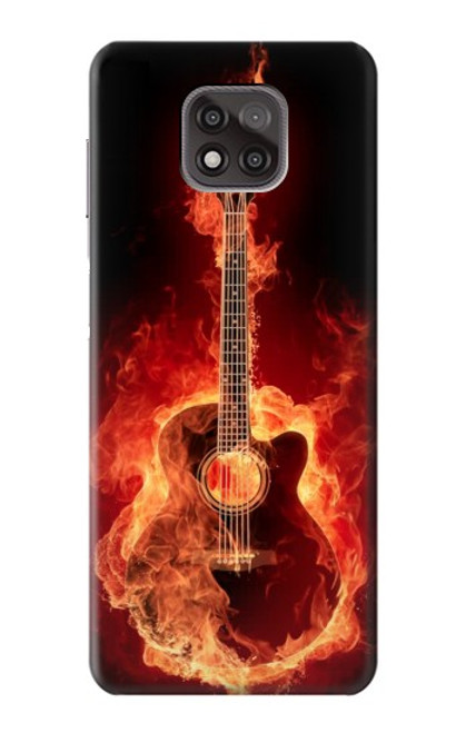 W0415 Fire Guitar Burn Hard Case and Leather Flip Case For Motorola Moto G Power (2021)