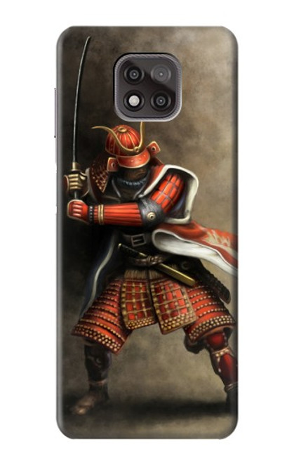 W0796 Japan Red Samurai Hard Case and Leather Flip Case For Motorola Moto G Power (2021)