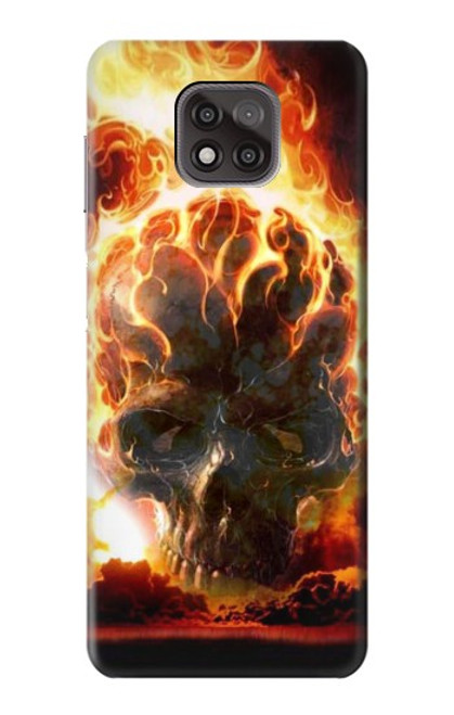 W0863 Hell Fire Skull Hard Case and Leather Flip Case For Motorola Moto G Power (2021)
