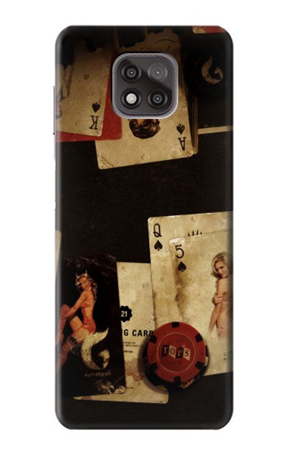 W1069 Old Vintage Sexy Poker Hard Case and Leather Flip Case For Motorola Moto G Power (2021)