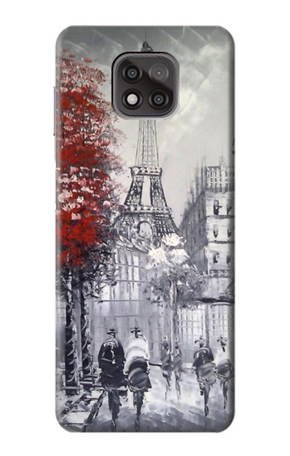 W1295 Eiffel Painting of Paris Hard Case and Leather Flip Case For Motorola Moto G Power (2021)