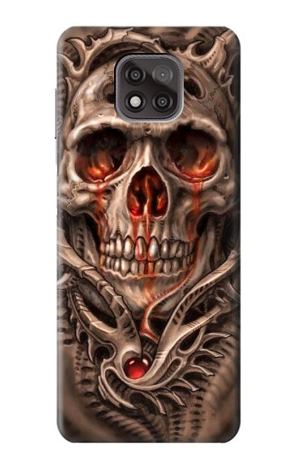 W1675 Skull Blood Tattoo Hard Case and Leather Flip Case For Motorola Moto G Power (2021)