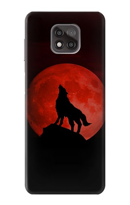 W2955 Wolf Howling Red Moon Hard Case and Leather Flip Case For Motorola Moto G Power (2021)