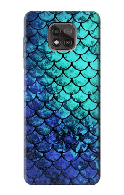 W3047 Green Mermaid Fish Scale Hard Case and Leather Flip Case For Motorola Moto G Power (2021)