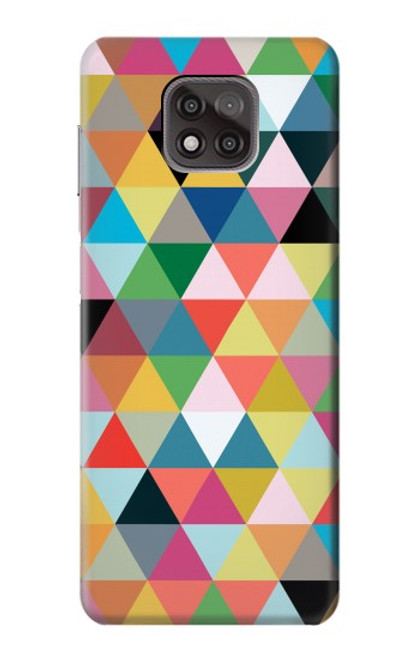 W3049 Triangles Vibrant Colors Hard Case and Leather Flip Case For Motorola Moto G Power (2021)