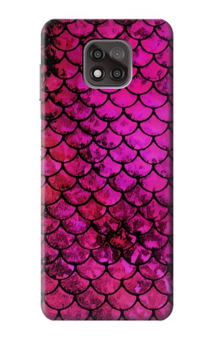 W3051 Pink Mermaid Fish Scale Hard Case and Leather Flip Case For Motorola Moto G Power (2021)