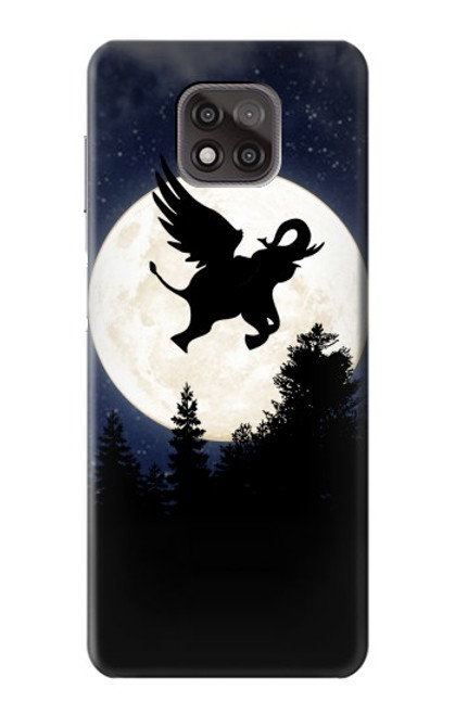 W3323 Flying Elephant Full Moon Night Hard Case and Leather Flip Case For Motorola Moto G Power (2021)