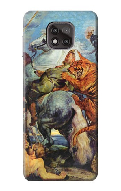 W3331 Peter Paul Rubens Tiger und Lowenjagd Hard Case and Leather Flip Case For Motorola Moto G Power (2021)