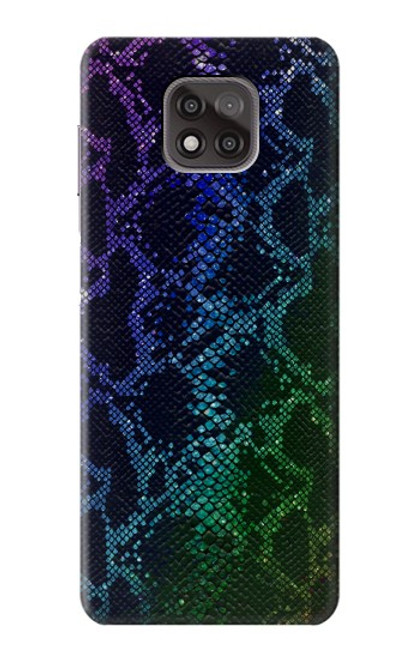 W3366 Rainbow Python Skin Graphic Print Hard Case and Leather Flip Case For Motorola Moto G Power (2021)