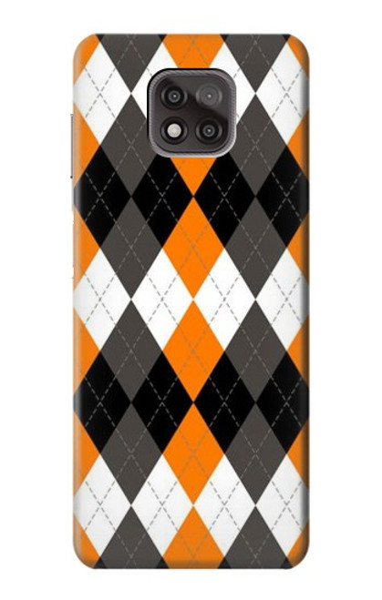 W3421 Black Orange White Argyle Plaid Hard Case and Leather Flip Case For Motorola Moto G Power (2021)