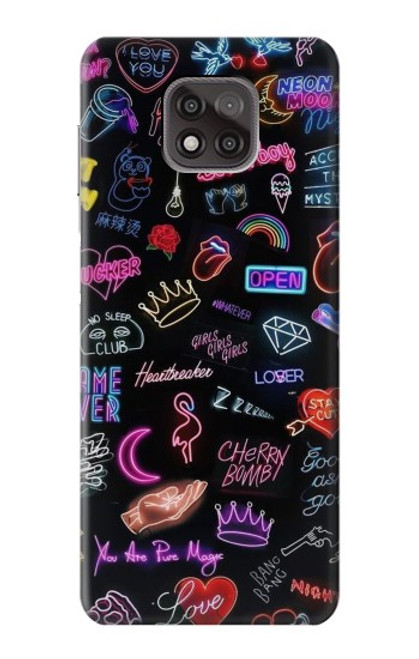 W3433 Vintage Neon Graphic Hard Case and Leather Flip Case For Motorola Moto G Power (2021)