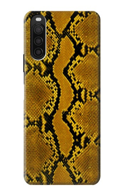 W3365 Yellow Python Skin Graphic Print Hard Case and Leather Flip Case For Sony Xperia 10 III