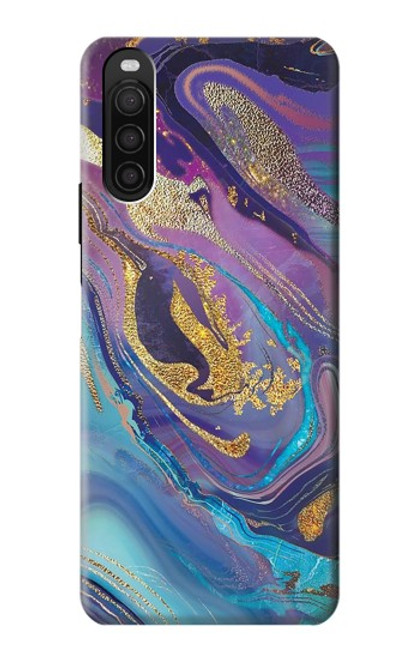 W3676 Colorful Abstract Marble Stone Hard Case and Leather Flip Case For Sony Xperia 10 III