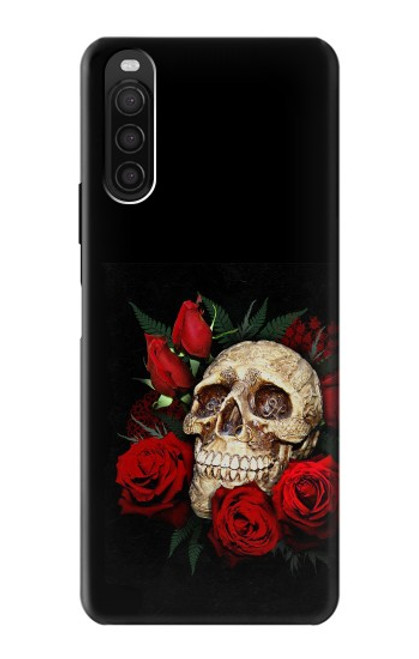 W3753 Dark Gothic Goth Skull Roses Hard Case and Leather Flip Case For Sony Xperia 10 III