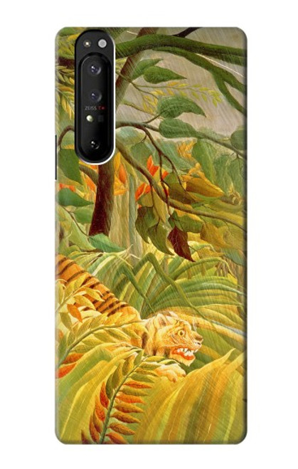 W3344 Henri Rousseau Tiger in a Tropical Storm Hard Case and Leather Flip Case For Sony Xperia 1 III