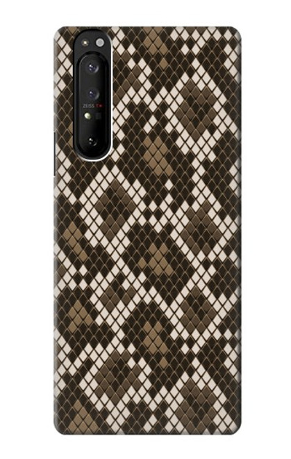 W3389 Seamless Snake Skin Pattern Graphic Hard Case and Leather Flip Case For Sony Xperia 1 III