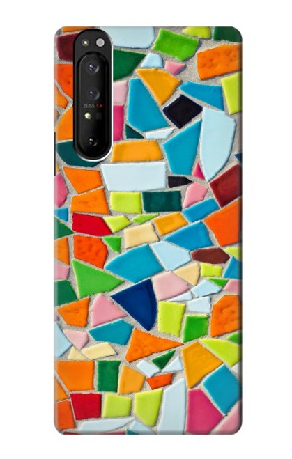 W3391 Abstract Art Mosaic Tiles Graphic Hard Case and Leather Flip Case For Sony Xperia 1 III