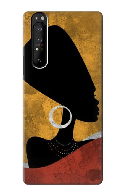 W3453 African Queen Nefertiti Silhouette Hard Case and Leather Flip Case For Sony Xperia 1 III