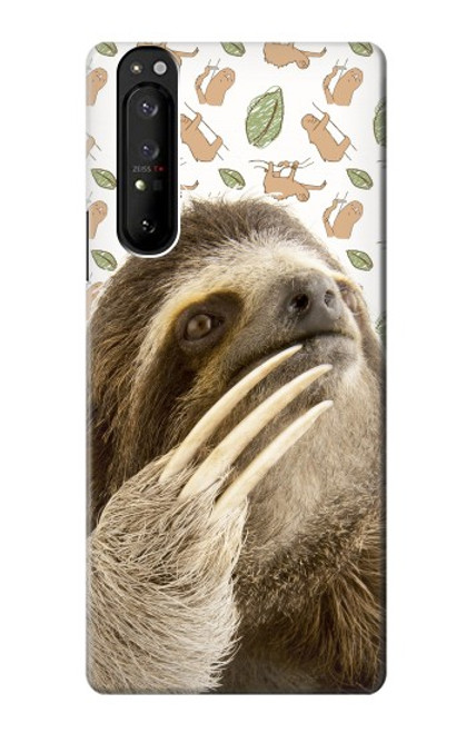 W3559 Sloth Pattern Hard Case and Leather Flip Case For Sony Xperia 1 III