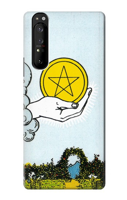 W3722 Tarot Card Ace of Pentacles Coins Hard Case and Leather Flip Case For Sony Xperia 1 III