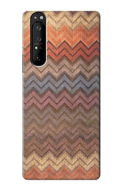 W3752 Zigzag Fabric Pattern Graphic Printed Hard Case and Leather Flip Case For Sony Xperia 1 III