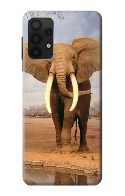 W0310 African Elephant Hard Case and Leather Flip Case For Samsung Galaxy A32 4G