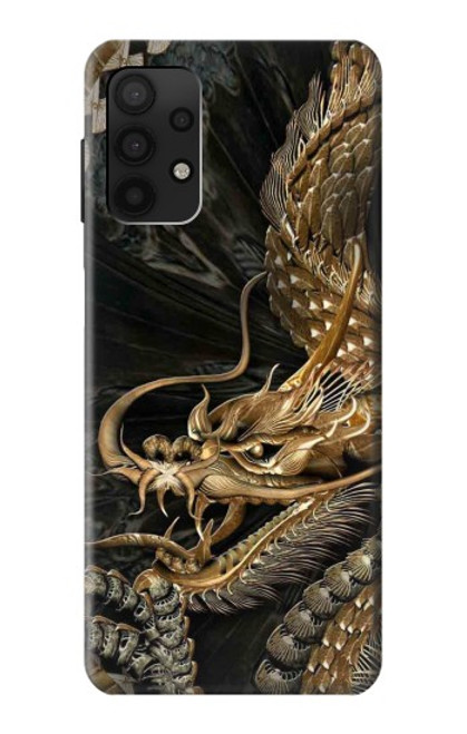 W0426 Gold Dragon Hard Case and Leather Flip Case For Samsung Galaxy A32 4G