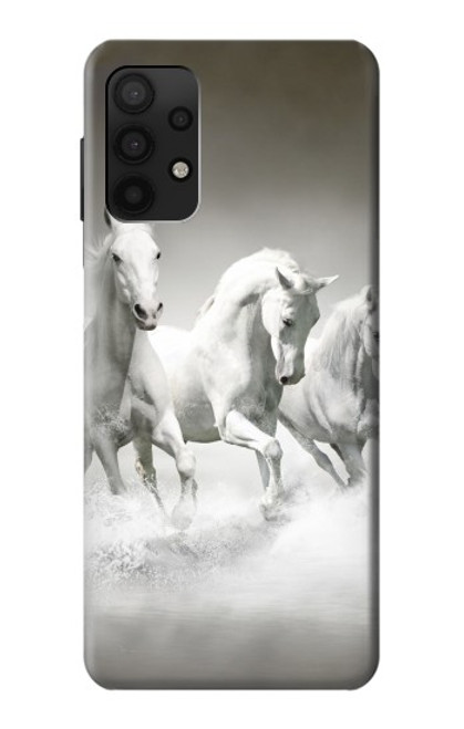 W0933 White Horses Hard Case and Leather Flip Case For Samsung Galaxy A32 4G