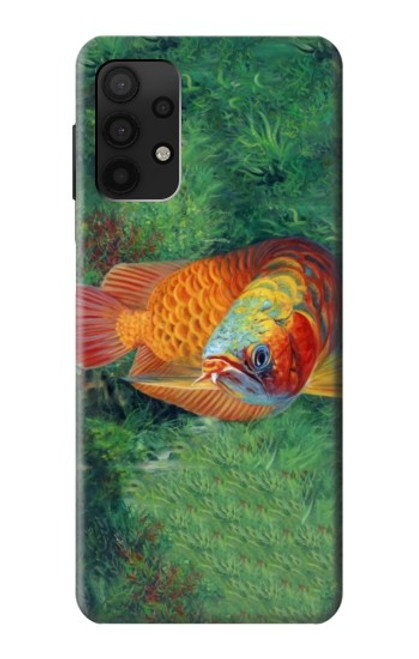 W1157 Red Arowana Fish Hard Case and Leather Flip Case For Samsung Galaxy A32 4G