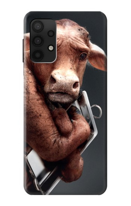 W1271 Crazy Cow Hard Case and Leather Flip Case For Samsung Galaxy A32 4G