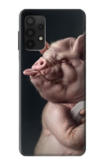 W1273 Crazy Pig Hard Case and Leather Flip Case For Samsung Galaxy A32 4G